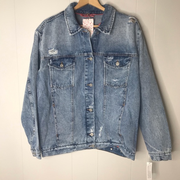 Free People | Ramona Denim Trucker Jean Jacket M - Picture 2 of 6